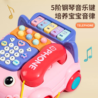 Téléphone jouet éducatif pour enfants, pour bébés de 0 à 3 ans, avec jeu Whack-A-Mole, musique de piano simulée, corde à tirer, en plastique