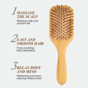 Cojín de cepillo de pelo de paleta de madera antiestático compacto con logotipo personalizado peine de masaje ovalado para desenredar - Product Image 3