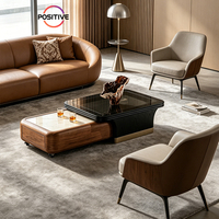 Table basse en marbre de design minimaliste italien, base en bois massif moderne et luxueuse pour salon, usage domestique, mobilier haut de gamme