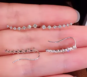 Diamond Ear Climber Earrings 2023 Latest Women Fashion Earring Jewelry VS Diamond Hook Earrings Wholesale