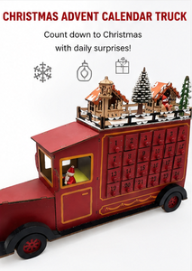 Calendario de Adviento de Madera con Forma de Camión Navideño, Caja de Cuenta Regresiva con 24 Cajones y Decoración de Pueblo Navideño, Almacenamiento de Regalos Navideños para el Hogar - Product Image 2
