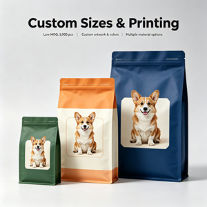 Sac d'emballage pour aliments pour animaux de compagnie imprimé sur mesure, pochette en plastique refermable avec fermeture éclair pour le stockage des friandises pour chiens et chats - Product Image 1
