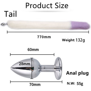 Plug anal en métal argenté long et allongé, jouet sexuel pour adulte en forme de queue de renard artificielle, pour jeux de rôle en extérieur - Product Image 2