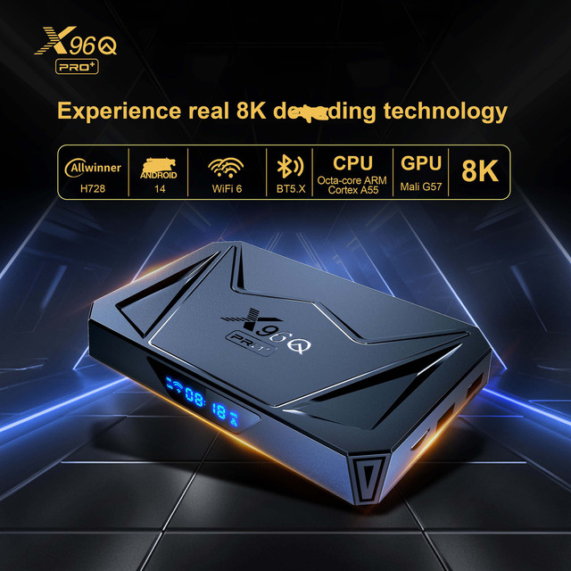 X96Q PRO Plus Allwinner H728 Octa-Core 8K Android TV Box 2/16/4/32/64GB 1 Gbps Connection Dual AC Wifi 6 Android 14