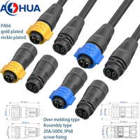Cable de Alimentación AHUA DC K20 de 2 Pines, Moldeado, Macho y Hembra, IP68, Cable de Extensión, Conectores de Cableado para Baterías
