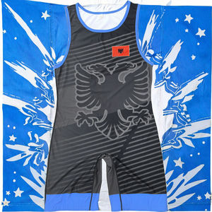 Trajes de Lucha Libre Masculina Internacionales de Albania 2025, Diseño Nuevo Personalizado con Logotipo Frontal por Sublimación - Product Image 3