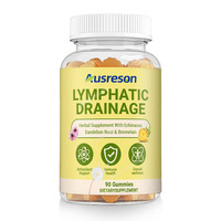 Produits de drainage lymphatique Ausreson OEM, Gummies à l'échinacée pour soutenir l'immunité, complément alimentaire pour la santé digestive, Gummies de drainage lymphatique