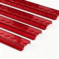 Poussoir de Mahjong en Acrylique Rouge de Noël de Luxe 20 Pouces, en Forme de U avec Bord Ondulé, Règle Portable pour Poussoir de Tuiles de Mahjong, Accessoire de Jeu