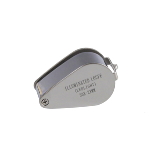 Tốt Nhất MG21007 Triplet <span class=keywords><strong>Lens</strong></span> Kim Cương Phát Hiện Magnifier Gấp Kim Loại Thợ Kim Hoàn Mắt Loupes 30X21mm 30X Magnifier Với Hai Đèn LED - Product Image 4