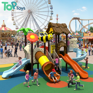 Équipement de terrain de jeu sur le thème du château en plein air, toboggans multi-activités, grimpeurs, pont, tour pour l'école, le parc, la maternelle, les enfants - Product Image 1