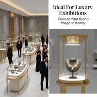 Vitrine SC SHOWCASE de haute qualité, moderne, en acier inoxydable doré, avec éclairage LED, verre trempé, écologique et étanche