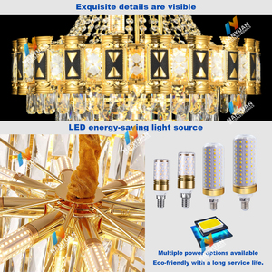 Lámpara de Techo Colgante <span class=keywords><strong>LED</strong></span> de Cristal de Lujo Grande con 3 Colores Atenuables para Hotel o Villa - Product Image 5