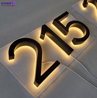 Enseigne murale LED 3D personnalisée en acrylique et acier inoxydable avec halo lumineux, plaque de porte, transformateur, logo d'entreprise intérieur/extérieur pour bâtiments de bureaux