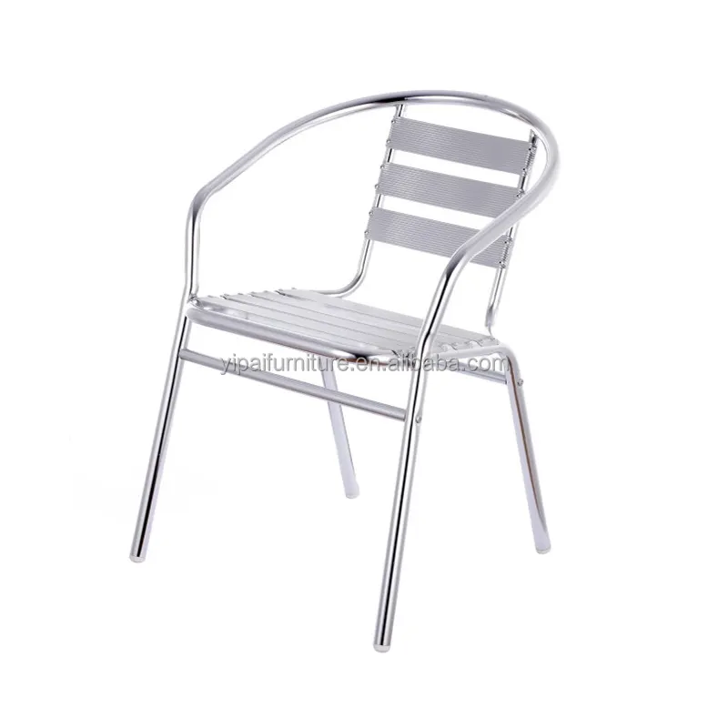 Reposabrazos moderno para exteriores, silla de aluminio apilable para cafetería, Bistro, Patio, mesa y silla de apilamiento para exteriores