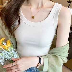 Débardeur côtelé court pour femme, col rond, coupe ajustée, <span class=keywords><strong>sans</strong></span> manches, basique, tricoté, haute élasticité, doux, idéal pour l'été - Product Image 1