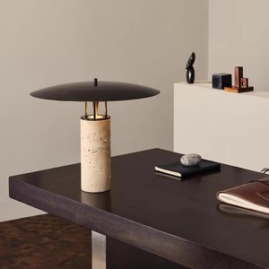 Lámpara de Mesa Nórdica Minimalista de Travertino, E27 LED, con Interruptor, para Escritorio o Mesita de Noche - Product Image 1