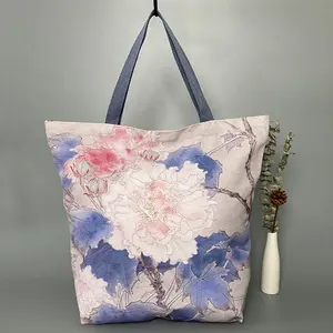 Bolsa de rede de algodão para compras, saco de algodão personalizado para mercearia