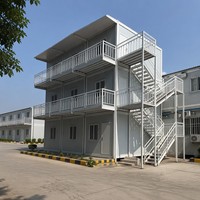 Oficina de Obra Plegable de 2 Pisos con Estructura de Acero, Casa Prefabricada de Diseño Moderno, Campamento de Construcción de Despliegue Rápido