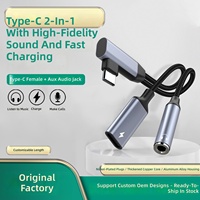 Adaptateur DAC USB-C 2-en-1 avec charge rapide PD et câble tressé en nylon pour téléphones et ordinateurs portables Type-C