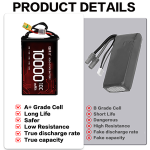 Высокая плотность энергии 10C 22,5 В 10000 мАч Дрон батарея высокой плотности твердотельный Аккумулятор для дрона и VTOL фиксированное крыло - Product Image 5