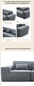Canapé d'angle modulaire en velours côtelé noir en forme de U, 4 places, pour salon - Product Image 3