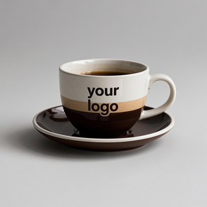 Tasse à eau en porcelaine promotionnelle avec logo personnalisé, tasse à cappuccino avec soucoupe, ensemble moderne de tasses à café et à thé en céramique avec soucoupe - Product Image 6