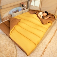 Kantong Tidur Ganda untuk Pasangan, Tebal, Tahan Air, untuk Berkemah Musim Dingin, Dapat Dilepas 2-in-1, Alas Tidur Perjalanan untuk Hiking di Luar Ruangan