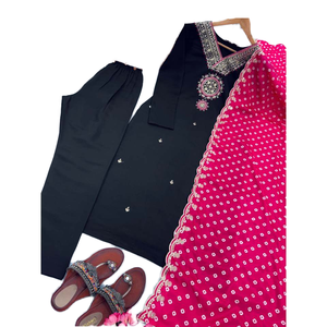Ropa de fiesta de diseñador para mujer Top Bottom Dupatta Set Elegantes conjuntos de mujer - Product Image 1