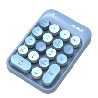 AK18 Keyboard Mini 2.4G Nirkabel Numerik Biru Papan Ketik Melingkar Eksternal untuk Satin Keuangan