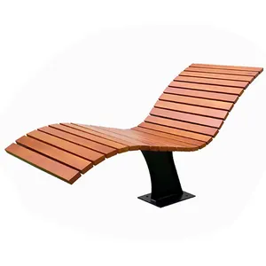 Jardim Piscina Espreguiçadeira Praia Cadeira reclinável Steel Wooden Metal Outdoor Curved Bench