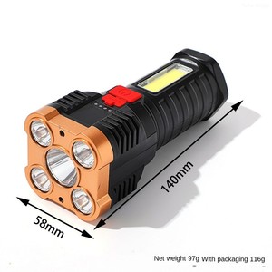 Lampe de poche LED, lumière latérale, portable, rechargeable, patrouille, multifonction, lampe de secours, lampe de camping, indice de protection IP54 - Product Image 6