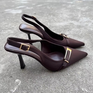 Eleganti <span class=keywords><strong>Scarpe</strong></span> da Donna <span class=keywords><strong>con</strong></span> <span class=keywords><strong>Tacco</strong></span> Sottile alla Francese, Punta Affusolata e Bella Fibbia Sandali alla Moda - Product Image 4