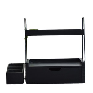 Estante de almacenamiento de escritorio de madera, organizador de cosméticos de doble capa con cajón para tocador y condimentos de cocina - Product Image 5
