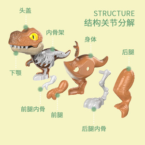 Diy 3D Dinosaur Toy Science Model Childrens Interlocking Building <b>Blocks</b> For Kids Age 5 7 Years Unisex <b>Plastic</b> Toy Set - Product Image 3