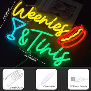 Weenies และ tinies ป้ายไฟ LED รูปหัวใจรูปสุนัขร้อนและมาร์ตินี่ของตกแต่งงานวันเกิด - Product Image 3