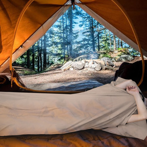 Outdoor Camping Sleeping Bag Liner Cotton Inner Breathable Lightweight For Adults Blue Khaki SD-001 - Product Image 1