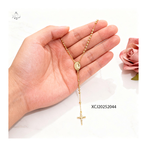 Rosario <span class=keywords><strong>DE</strong></span> <span class=keywords><strong>LA</strong></span> <span class=keywords><strong>Virgen</strong></span> María, collar con cuentas, cadena <span class=keywords><strong>de</strong></span> Rosario chapada en <span class=keywords><strong>oro</strong></span> para bodas, fiestas y regalos, venta al por mayor - Product Image 2
