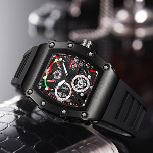 Montre de luxe ONOLA avec boîtier carré en alliage doré, bracelet en <span class=keywords><strong>caoutchouc</strong></span>/silicone, cadran analogique de 47 mm, mouvement à quartz par Chenlong - Product Image 3