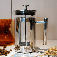 Cafetière à piston transparente en verre borosilicate de haute qualité 800 ml avec filtre en acier inoxydable résistant à la chaleur pour café et thé