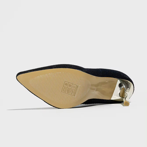 Zapatos de Tacón Alto de Moda para Mujer, Verano 2024, Diseño Simple, Color Negro, Elásticos, Transpirables, Punta Abierta, Sensuales - Product Image 6