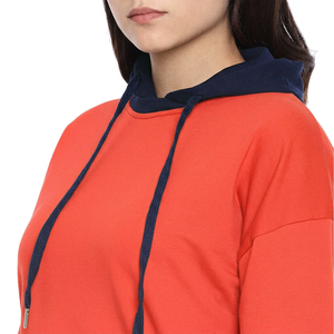 Sudadera con Capucha Extra Grande Personalizada para Mujer, Diseño Color Block, Hombros Caídos, Corte Corto, Tejido de Algodón y Fibra de Bambú, Ropa de Otoño - Product Image 6