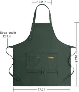 Tablier personnalisé Beckon avec bretelles réglables et grandes poches, en toile de coton, pour la cuisine, tablier de chef, imperméable, vert - Product Image 3