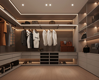 Système de dressing sur mesure Lesso Home avec portes en verre, éclairage LED, armoire modulaire en bois pour projets de chambres de luxe