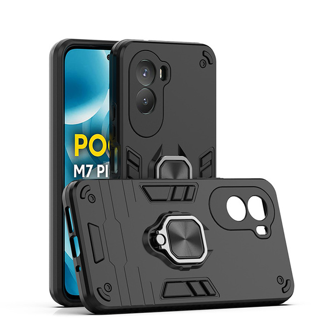 360 Rotate Ring Heavy Duty Kickstand Phone Case for Xiaomi Poco M7 4G case Metal Magnetic