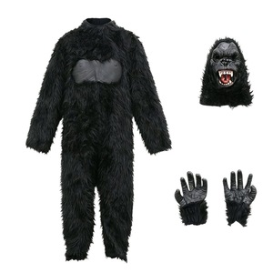 Combinaison de gorille noir à longue fourrure, costume de cosplay <span class=keywords><strong>King</strong></span> <span class=keywords><strong>Kong</strong></span> pour Halloween, costume de fête pour adulte avec masque et gants - Product Image 2