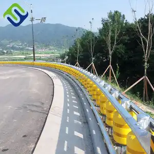 Road single beam guardrails roller barrier for central separator