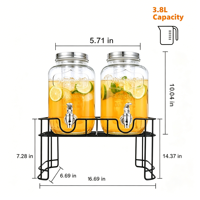 Distributeurs de boissons en verre de 1 gallon, lot de 2, hermétiques, compatibles lave-vaisselle, avec bec verseur, pour jus, thé glacé, eau et thé