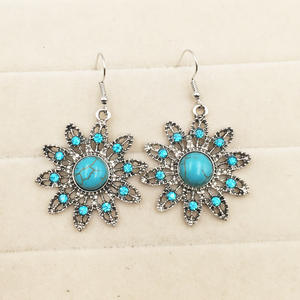 Ensemble de bijoux bohème turquoise en alliage, collier et boucles d'oreilles, deux pièces, pour femmes, livraison gratuite - Product Image 4