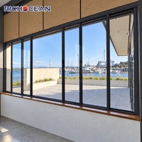Fenêtres coulissantes à quatre panneaux en aluminium insonorisées et hermétiques RICHOCEAN, économie d'énergie, verre trempé, grande taille