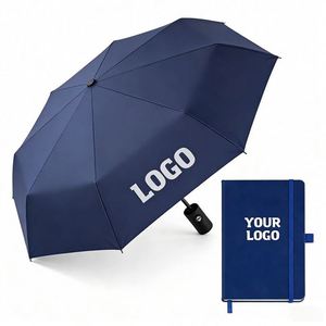 Promo Business Gift Collapsible Premium Pongee Modern Luxury Travel Fully Automatic Open Compact Folding Umbrella Logo - Product Image 1